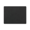 A black square recycled leather LIND DNA Square Dinner Mat on a white background, perfect for table setting.