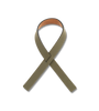 A green ribbon looped around LIND DNA's NAPKIN LOOP (SET OF 4), made from recycled leather, placed on a white background at the dinner table.