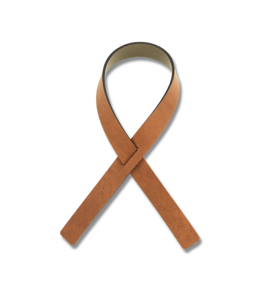 A LIND DNA napkin loop (set of 4) tied in tan ribbon loops on a white background.