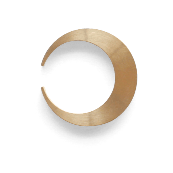 A FUTAGAMI CRESCENT BOTTLE OPENER on a white background showcasing Gestalt Haus inspiration.