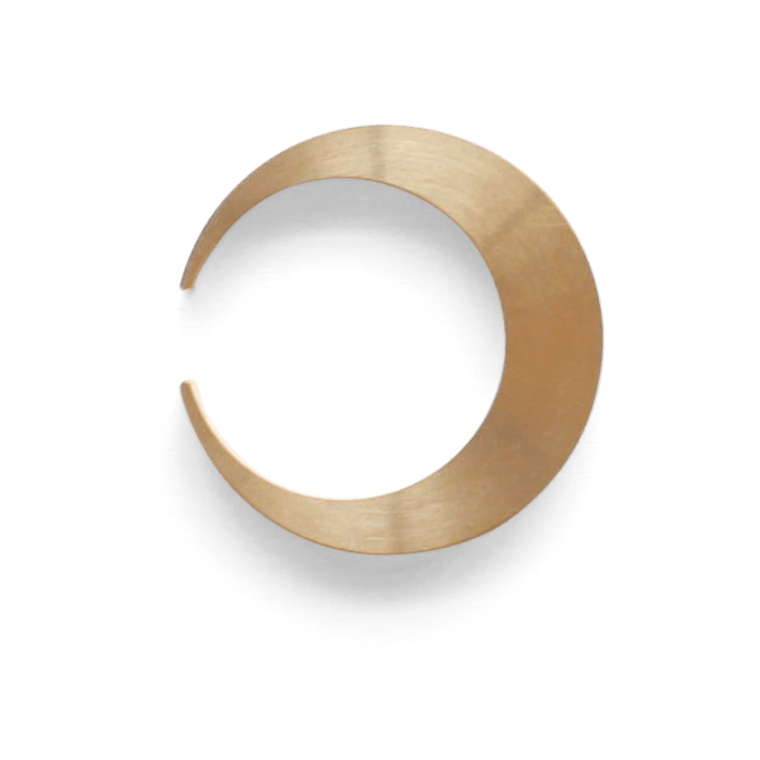 A FUTAGAMI CRESCENT BOTTLE OPENER on a white background showcasing Gestalt Haus inspiration.