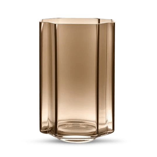 A FUNKI VASE ASYMMETRIC by LOUISE ROE showcased on a white background with an element of Gestalt.